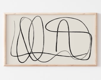 Samsung Frame TV Art | Modern Abstract Line Art | Neutral | Modern Farmhouse | Transitional Decor | Black & White | #135