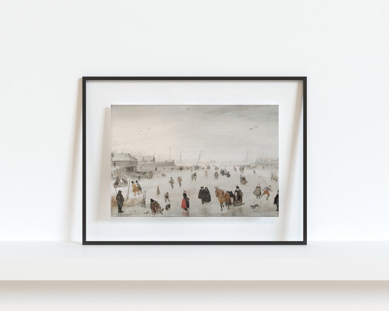 Printable Art | Vintage Ice Skating Painting | Winter Scene | Neutral ...