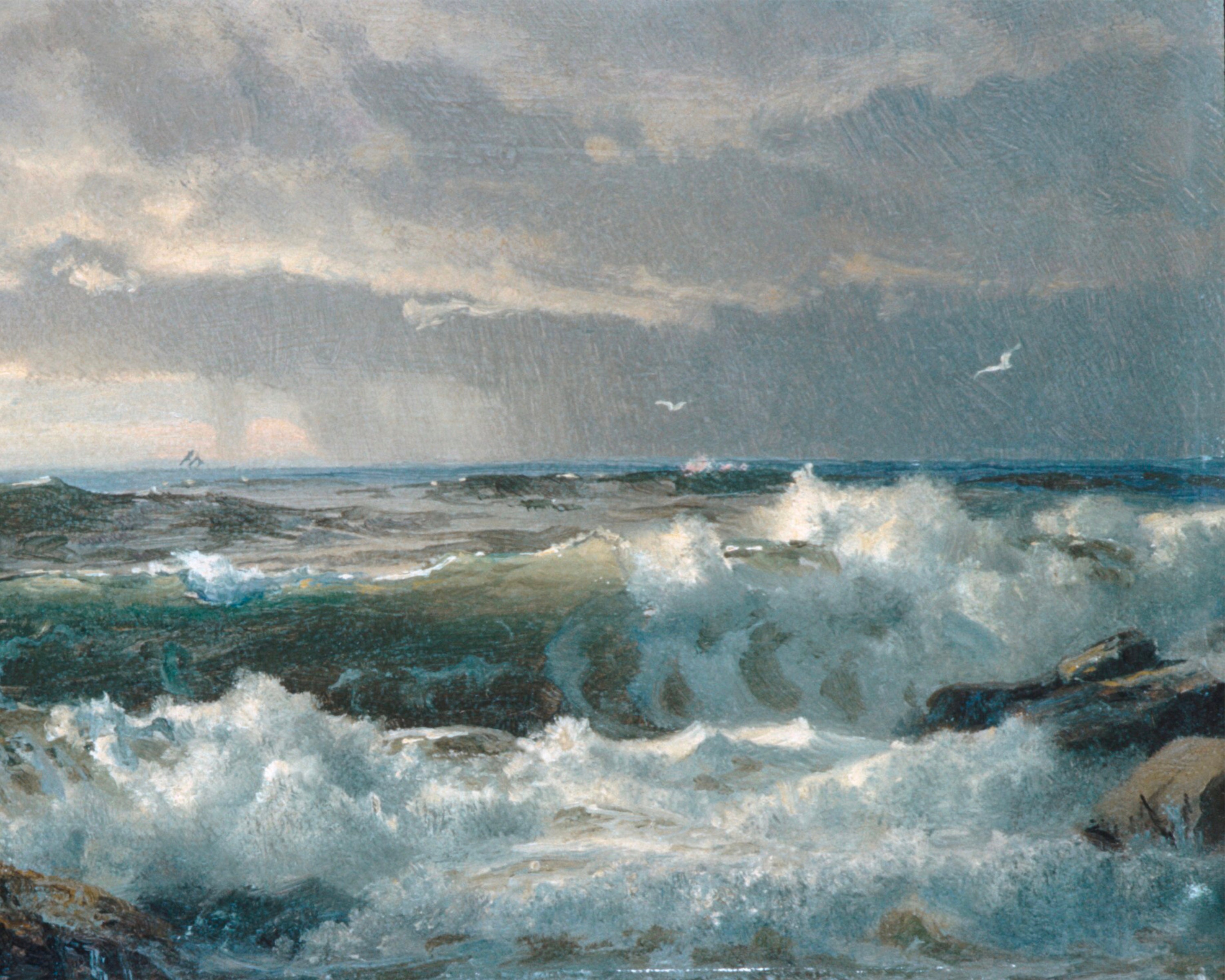 Printable Art Vintage Ocean Waves Landscape Painting Muted Etsy