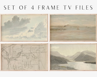 Samsung Frame TV Art File | Vintage Neutral Art Set of 4 | Neutral Landscape Art | Muted Colors | Farmhouse Art | TV Image | TV Set #2