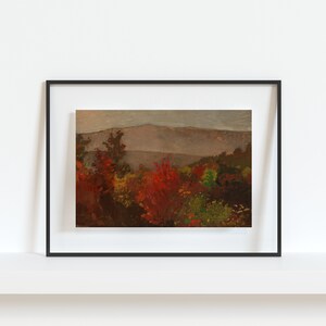 Printable Art Vintage Fall Foliage Landscape Painting October Colors Farmhouse Print Oranges & Reds Fine Art Printable 201 image 2