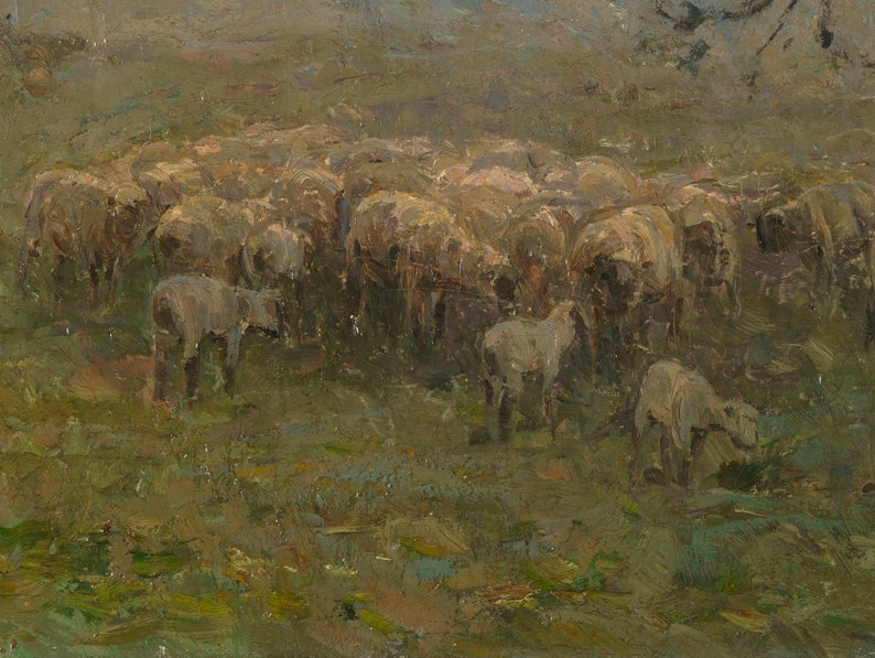 Printable Art | Vintage Sheep Landscape Painting | Muted Colors ...