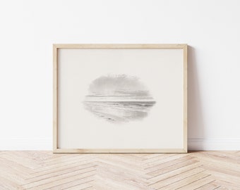 Printable Art | Vintage Seascape Watercolor Painting | Ocean | Antique Seascape | Black & White | Fine Art Printable | #192