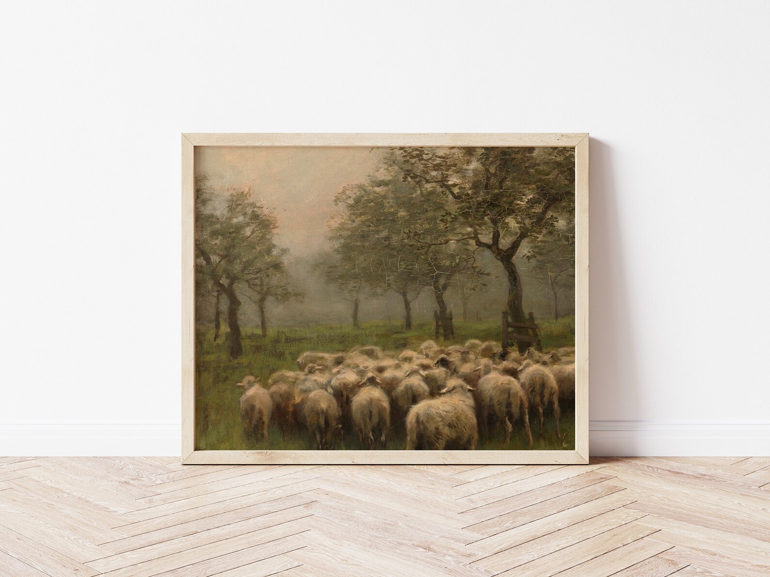 Printable Art | Vintage Sheep Landscape Painting | Muted Colors ...