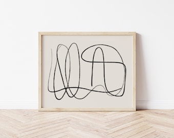 Printable Art | Modern Abstract Line Art | Neutral | Modern Farmhouse | Transitional Decor | Black & White | #135