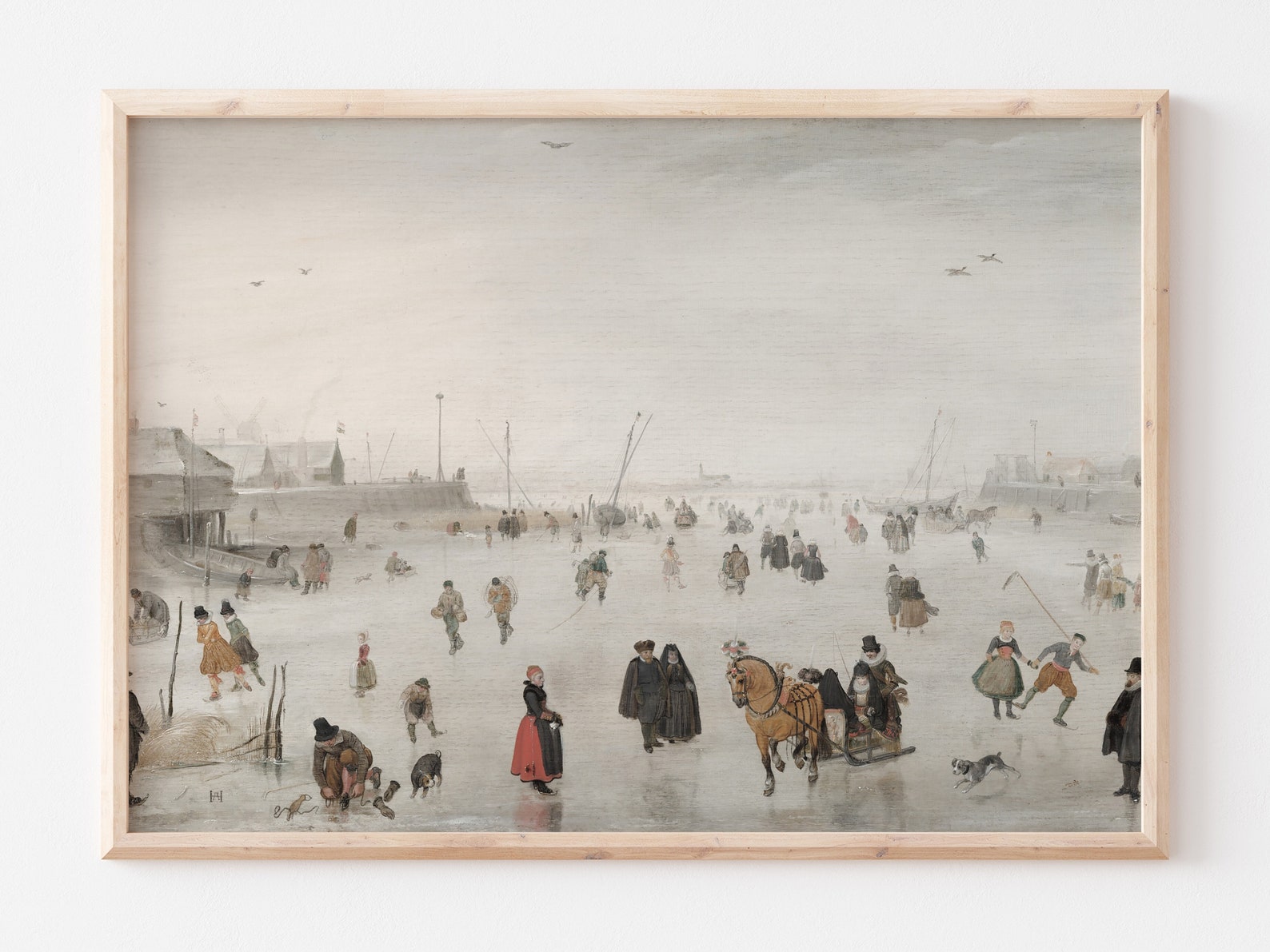 Printable Art Vintage Ice Skating Painting Winter Scene | Etsy