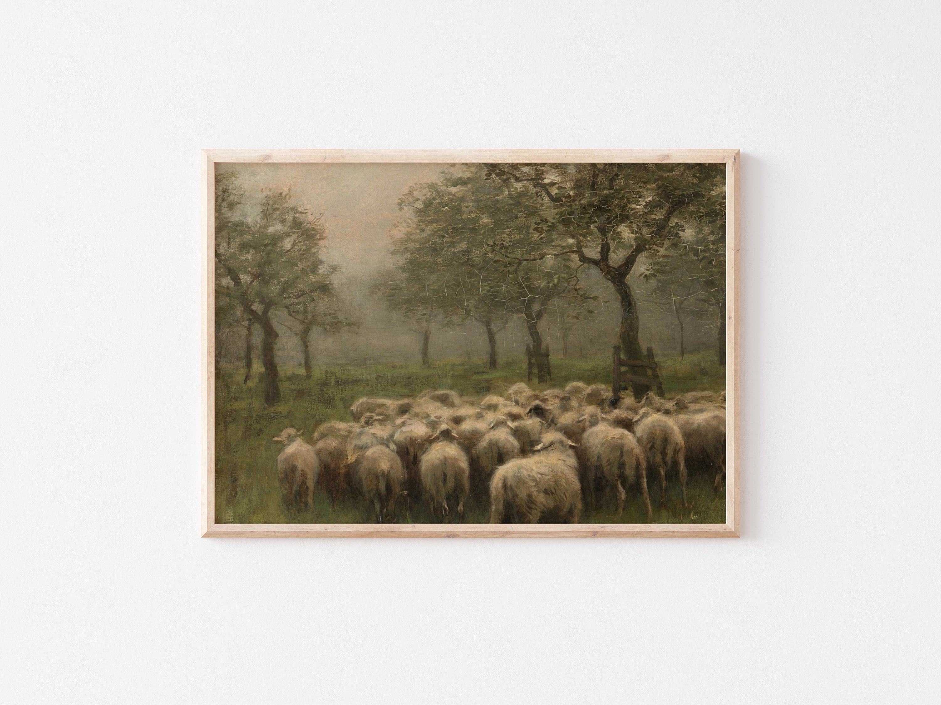 Printable Art | Vintage Sheep Landscape Painting | Muted Colors ...
