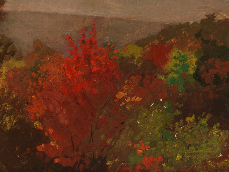 Printable Art Vintage Fall Foliage Landscape Painting October Colors Farmhouse Print Oranges & Reds Fine Art Printable 201 image 4