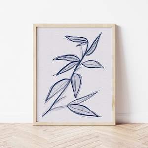 Printable Art | Modern Botanical Print | Blue, Indigo | Modern Farmhouse | Transitional Decor | Neutral | Painting | #147