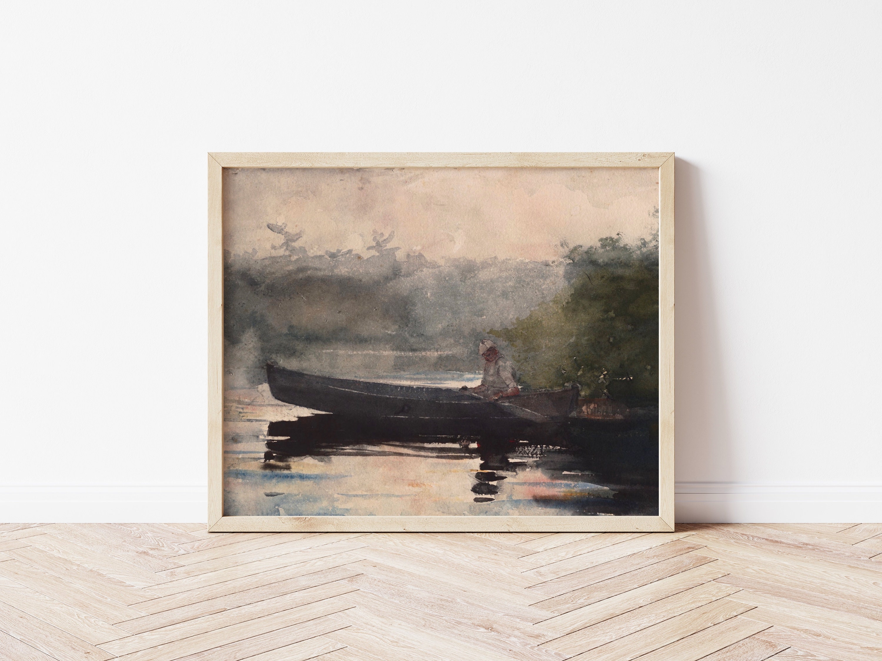 Printable Art Vintage Moody Landscape Painting Greens Etsy