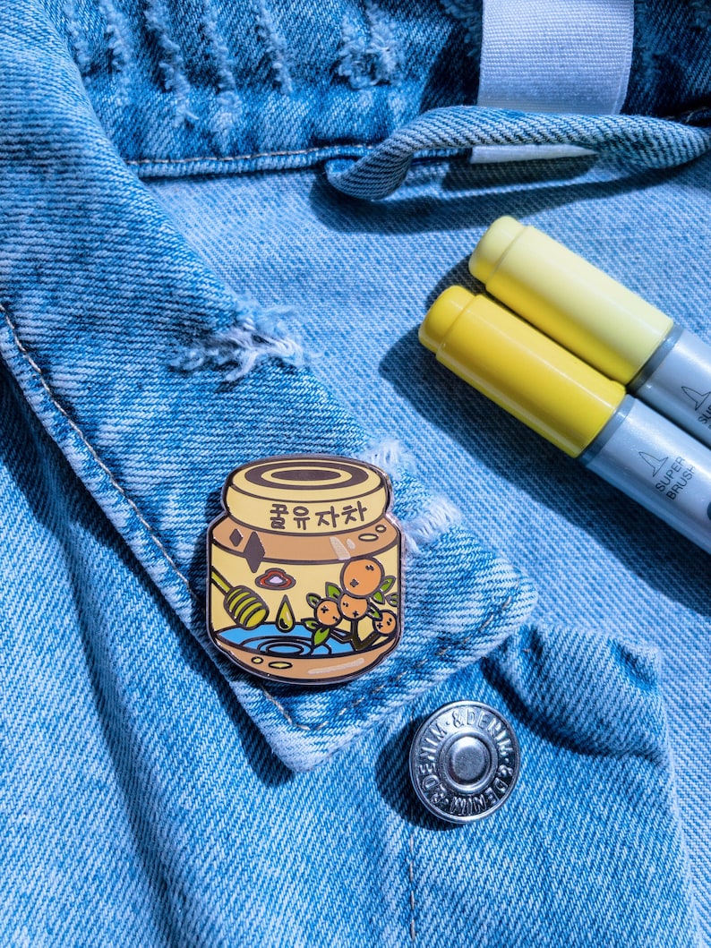 Honey Citron Tea Stamina Enamel Pin Enamel pin collection kawaii anime food korean food