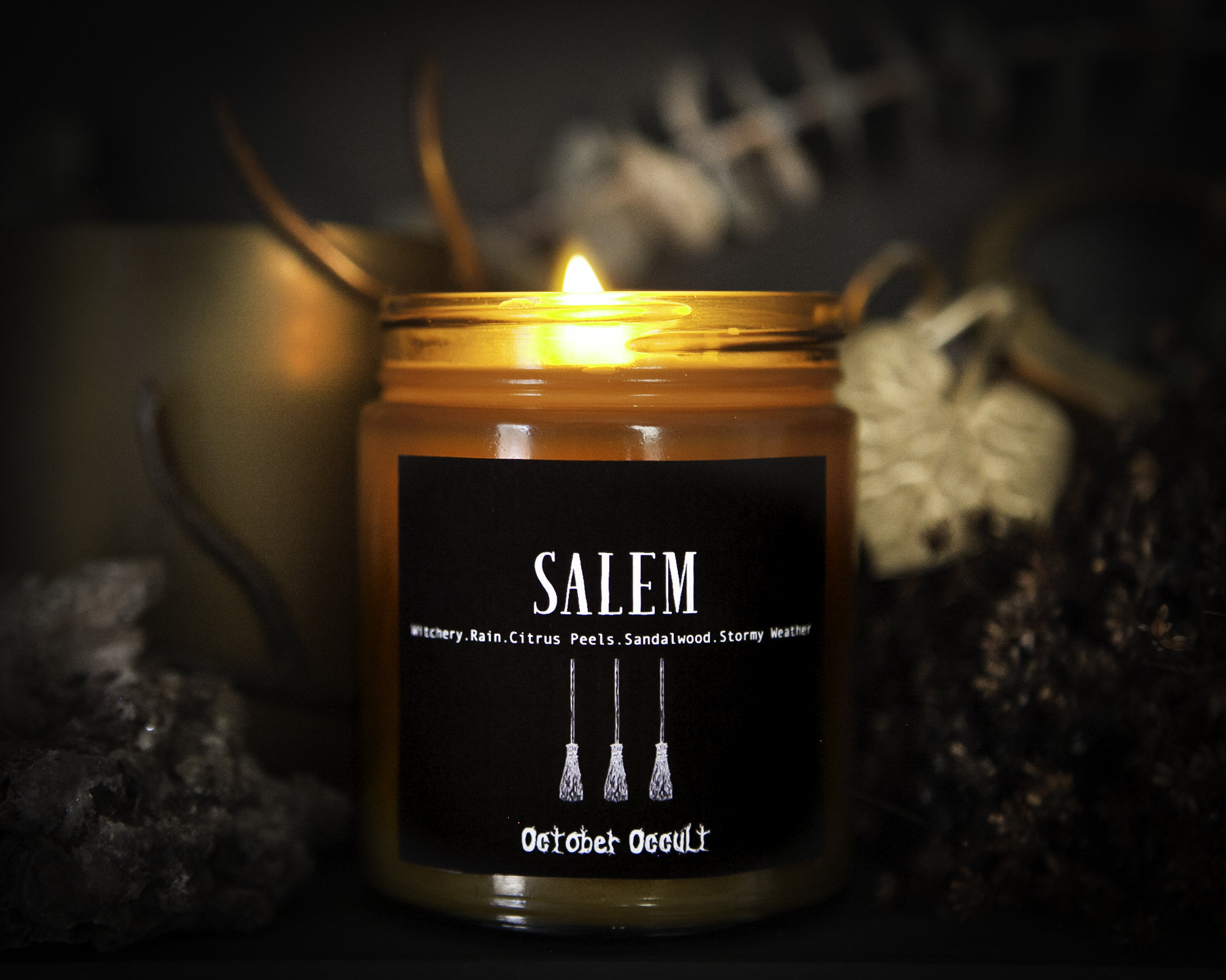 Salem Candle Fall Candle Spooky Candles Wood Wick Candle Etsy