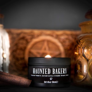 4 oz. Haunted Bakery Candle | Fall Candle | Spooky Candles | Wood Wick Candle | Soy Candle | Autumn Candle | Toasted Pumpkin | Latte Candle