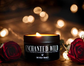The Enchanted Wild - Blackberry, Sage & Evergreen - 4 oz Coconut Wax Hedgewitch Candle - Witchcraft Altar Decor with Crystals + Flowers
