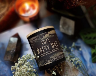 Cozy Rainy Day Candle | Fall Candle | Petrichor Candle | Wood Wick Candle | Soy Candle | Dark Academia Candle | Rain Candle | Spooky Candle