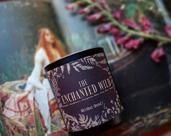 The Enchanted Wild - Evergreen, Blackberry & Sage - 10 oz Coconut Wax Hedgewitch Candle - Witchcraft Altar Decor with Crystals + Flowers