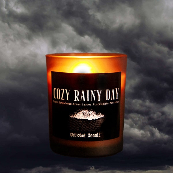 Cozy Rainy Day Candle | Fall Candle | Petrichor Candle | Wood Wick Candle | Soy Candle | Dark Academia Candle | Rain Candle | Spooky Candles