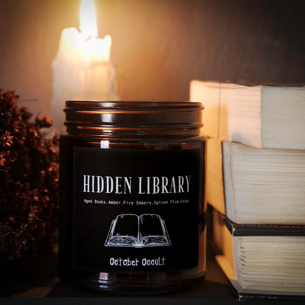 Hidden Library Candle | Bookish Candle | Spooky Candles | Soy Candle | Fall Candle | Aged Books Candle | Cedar Candle| Wood Wick Candle