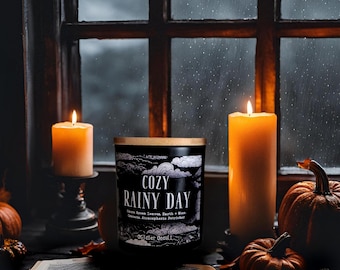 Cozy Rainy Day Candle | Fall Candle | Petrichor Candle | Wood Wick Candle | Soy Candle | Dark Academia Candle | Rain Candle | Spooky Candle