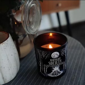Midnight Society Candle | Fall Candle | Spooky Candles | Wood Wick Candle | Soy Candle | Autumn Candle | Smoke & S&#39;mores | Halloween Candle