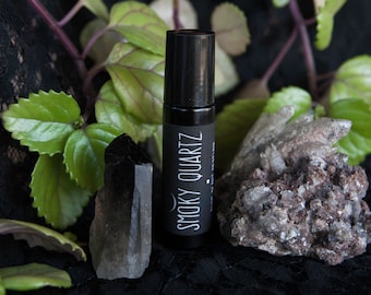 Smoky Quartz Natural Perfume with Smoke Infusion, Incense Resins, Tonka Bean, Vanilla Absolute, Pathouli. Vegan. Botanical Fragrance.