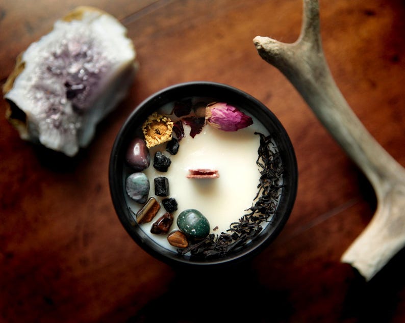 Tarot & Tea Candle Fall Candle Spooky Candles Wood Wick Soy Candle