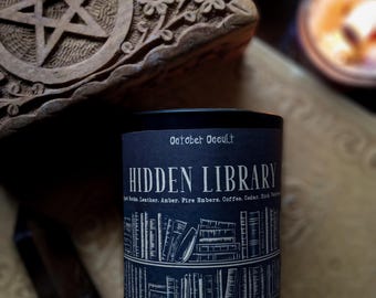 Hidden Library Candle | Bookish Candle | Spooky Candles | Soy Candle | Fall Candle | Aged Books & Coffee | Dark Academia | Wood Wick Candle