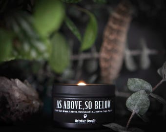 4 Oz. As Above, So Below Candle | Fall Candle | Spooky Candles | Wood Wick Candle | Soy Candle | Witchy Candle | Grass & Honeysuckle Candle