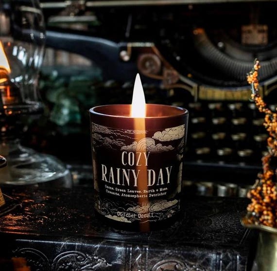 Cozy Rainy Day Candle | Fall Candle | Petrichor Candle | Wood Wick Candle | Soy Candle | Dark Academia Candle | Rain Candle | Spooky Candle