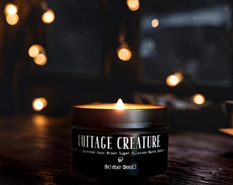 4 Oz. Cottage Creature Candle | Fall Candle | Cottagecore | Wood Wick Candle | Soy Candle | Autumn Candle | Sugar & Smoke | Spooky Candles