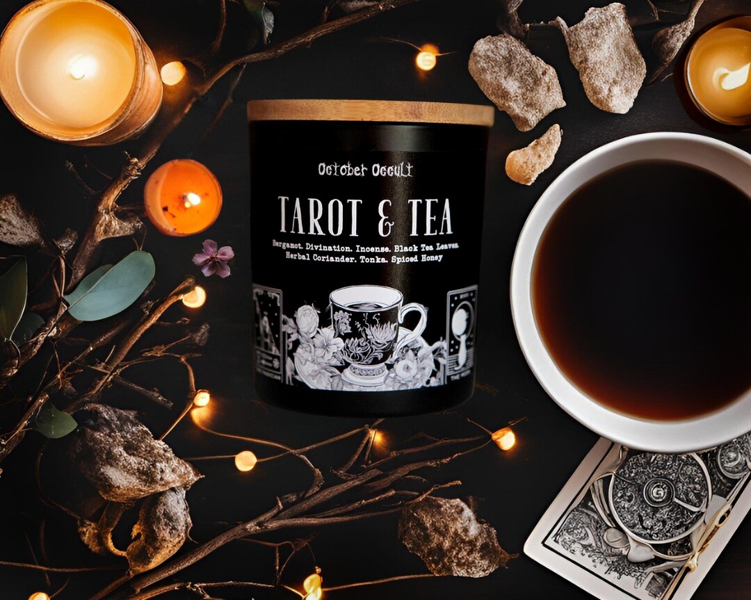 Tarot & Tea Candle Fall Candle Spooky Candles Wood Wick Soy Candle