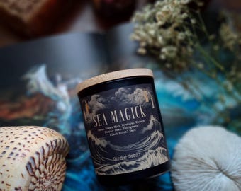 Sea Magick Candle | Spooky Candles | Wood Wick Candle | Soy Candle | Sea Mist + Storymy Sea Scented Candle | Ocean Magic Candle | Sea Witch