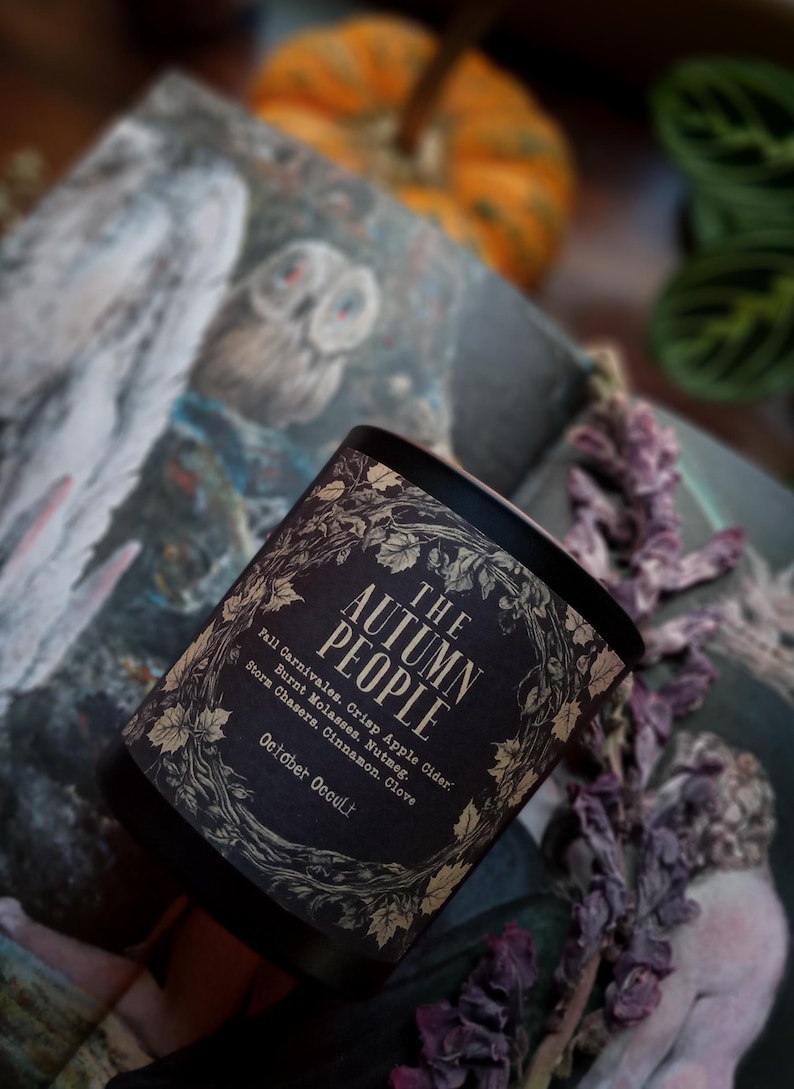 The Autumn People Candle | Fall Candle | Spooky Candles | Wood Wick Candle | Soy Candle | Apple Molasses & Cinnamon Smoke Autumn Candle image 1