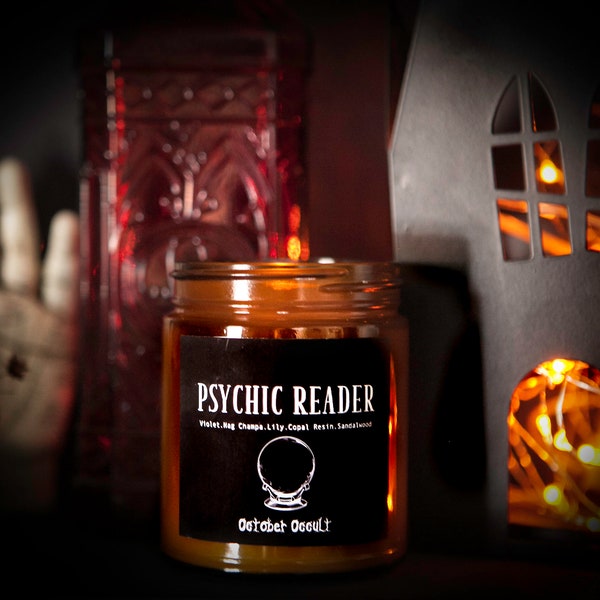 Psychic Reader Candle | Witch Candle | Spooky Candles | Soy Candle | Fall Candle | Wood Wick Candle | Nag Champa Candle| Occult Candle