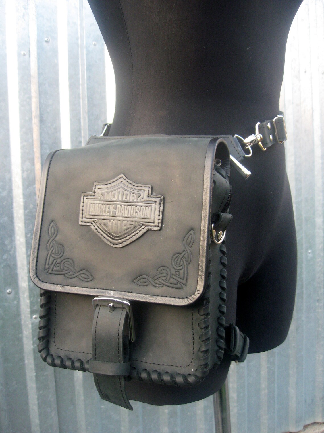 Leather hip bag for biker Harley Davidson Hip bag Thigh Etsy