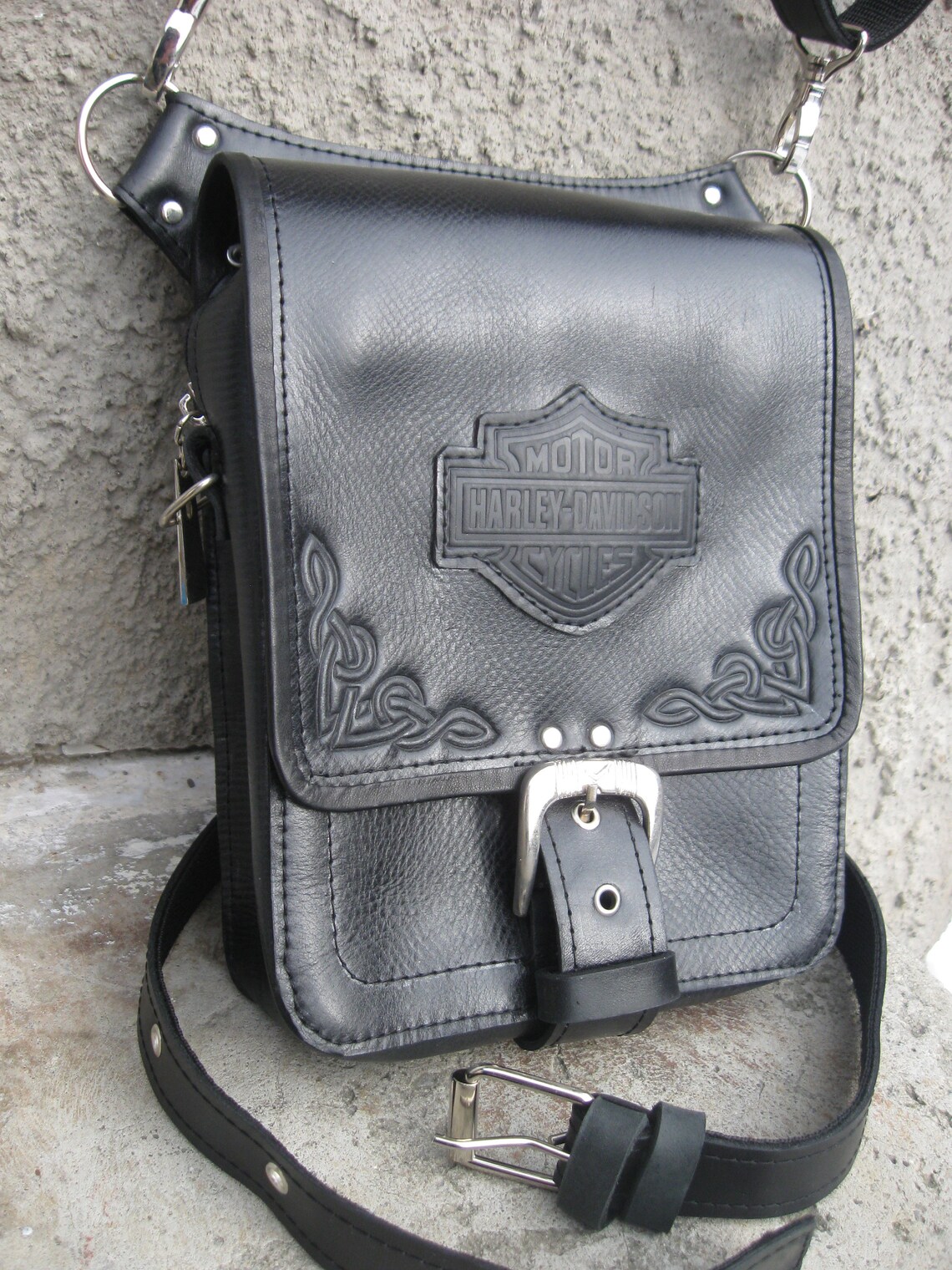 Leather hip bag for biker Harley Davidson Hip bag Thigh Etsy