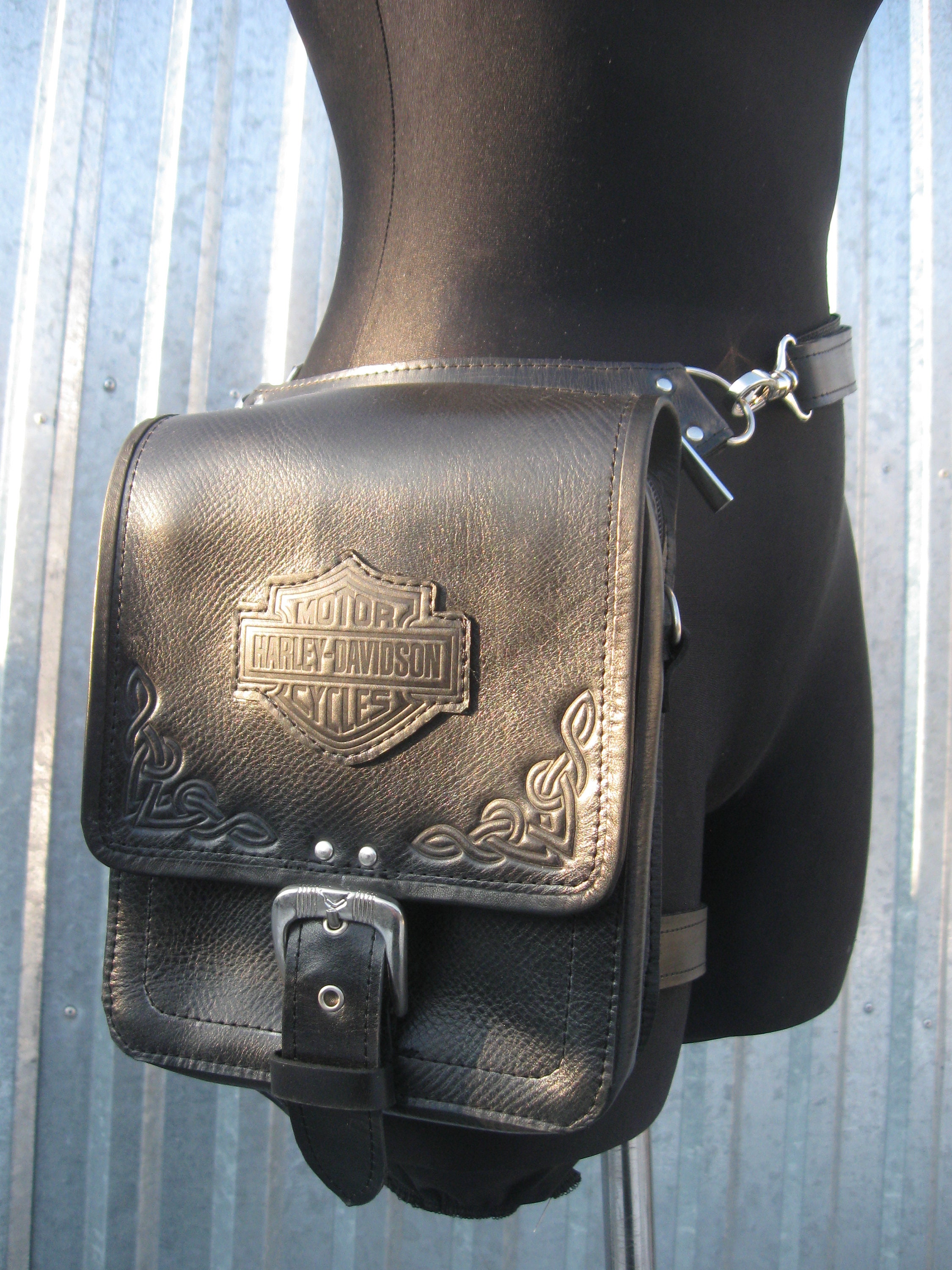 Leather hip bag for biker Harley Davidson Hip bag Thigh Etsy