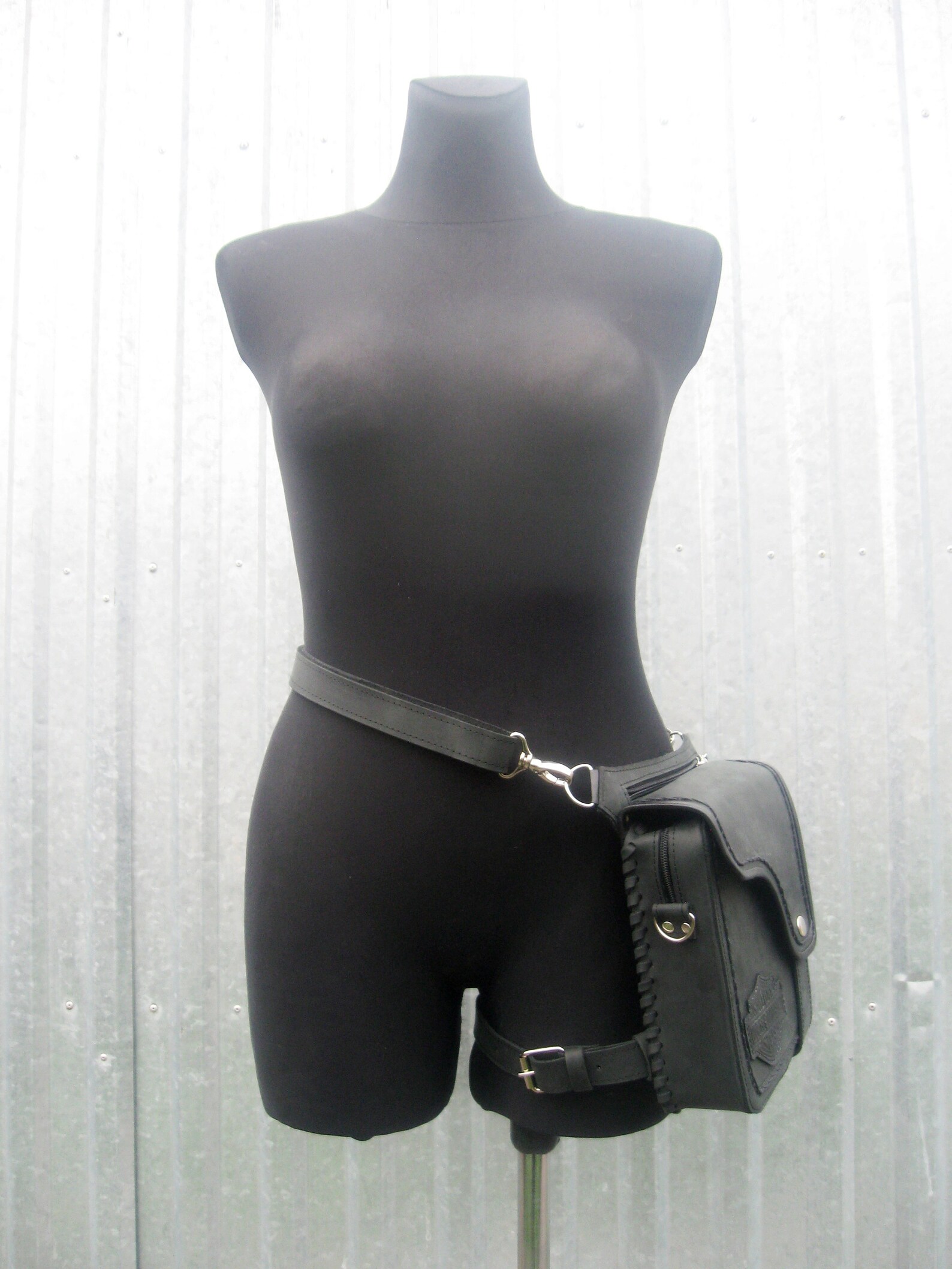 Leather hip bag for biker Harley Davidson Hip bag Thigh Etsy