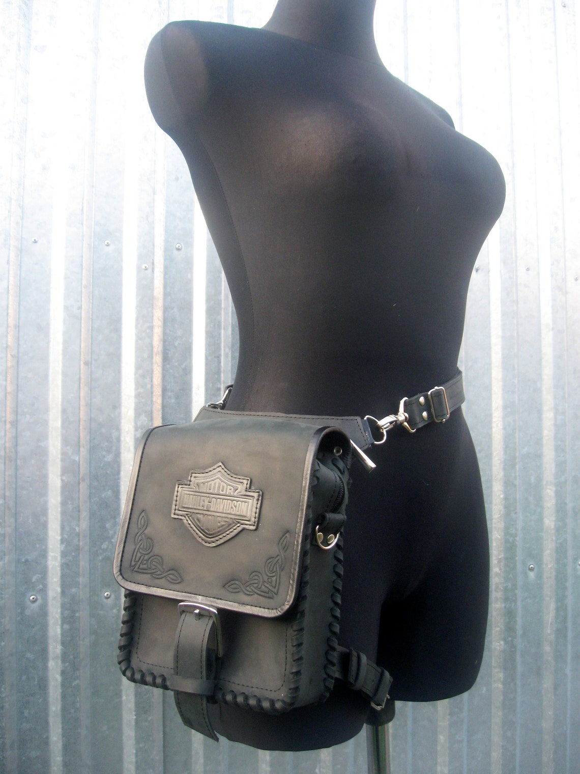 Leather hip bag for biker Harley Davidson Hip bag Thigh Etsy
