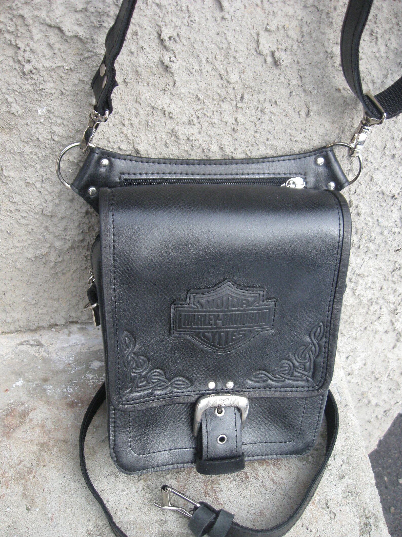 Leather hip bag for biker Harley Davidson Hip bag Thigh Etsy