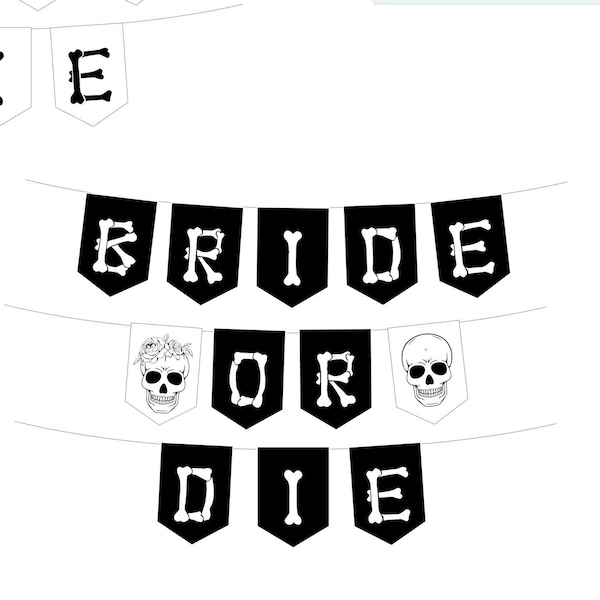 Bride or die garland, bride or die bachelorette banner, Ride or die decor, spooky  banner, spooky bridal shower