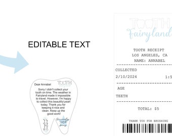 Tooth fairy apology, tooth fairy letter, tooth fairy note, tooth fairy receipt