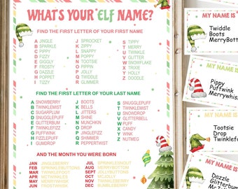What&#39;s your elf name, Elf name generator, Elf name game printable, Find your elf name tags
