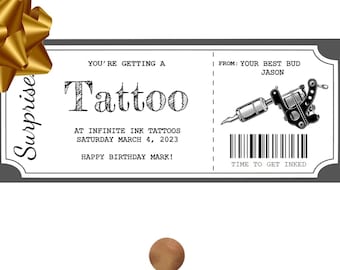 Voucher tatuaggio, buono regalo tatuaggio, biglietto tatuaggio, pass tatuaggio, buono regalo tatuaggio