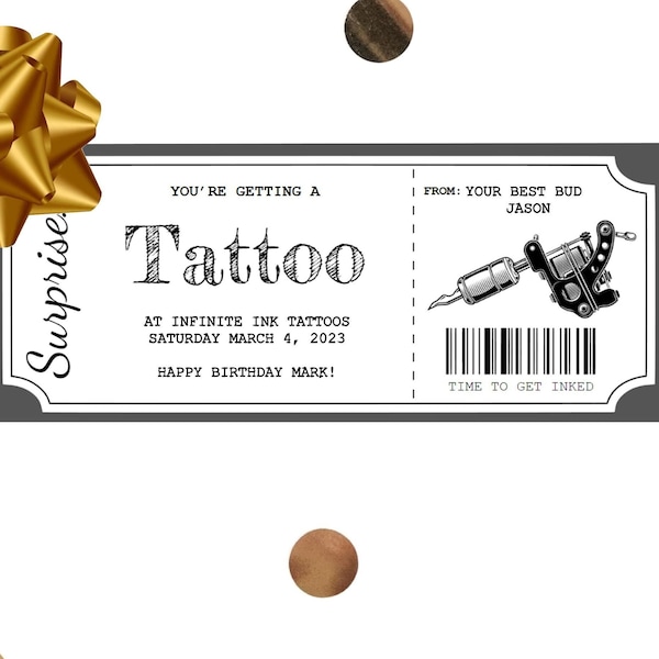 Tattoo Voucher, tattoo gift voucher, tattoo ticket, tattoo pass, tattoo gift card