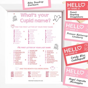 What&#39;s my Cupid name game for kids valentine or Galentine Party, Fun for a classroom Valentines activity, Creative Valentine classroom