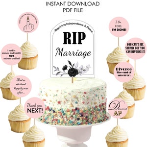 Divorce cupcake toppers party decor divorcee party breakup