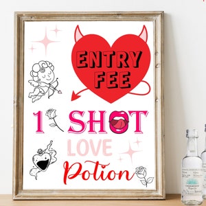 Galentines Day Eintrittsgebühr One-Shot-Zeichen für Partybevorzugungen, Valentinstaggeschenke, Galentines-Tag-Liebestrankzeichen