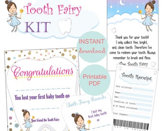 Tooth fairy letter and certificate, tooth fairy kit, tooth fairy ideas, Instant Fillable PDF, Instant download