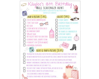 Mall scavenger hunt editable game, Riddle scavenger hunt teens, Mall birthday party